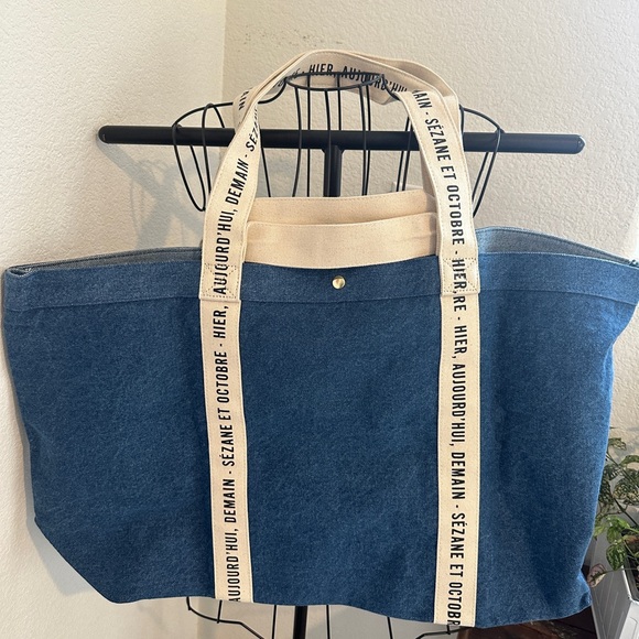 Sezane Denim Weekender Tote - Picture 3 of 8